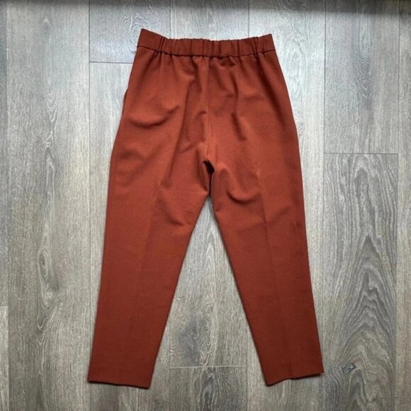 Aritzia Babaton Cohen Pant High Rise Waist Trousers Straight Leg Pleated Rust 2 - Picture 14 of 14
